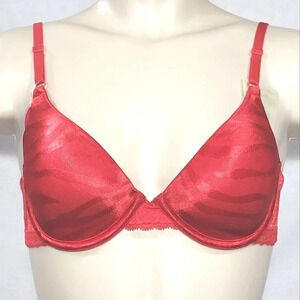 34B Maidenform One Fabulous Fit Jacquard Satin UW Bra Red‎ NWT